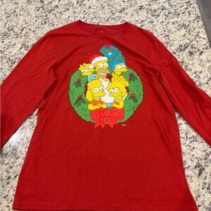 Red Long Sleeve Shirt with Simpson Family